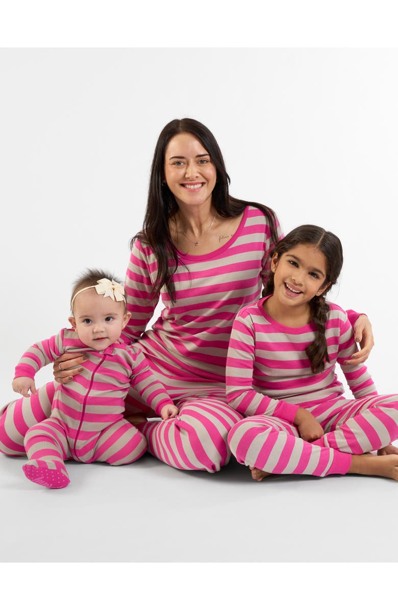 Leveret Kids Two-Piece Striped Cotton Matching Family Pajamas, Alternate, color, Berry & Chime
