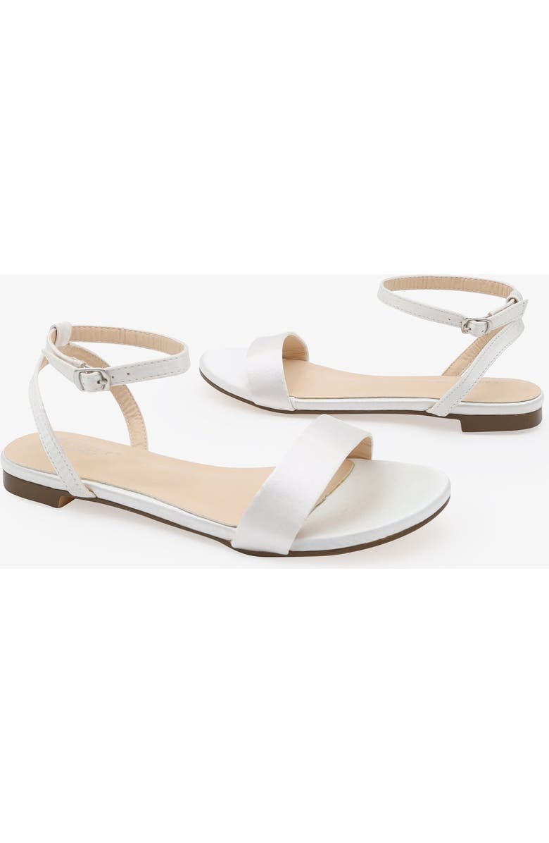 Kailee P Maddy Satin Flat Sandal with Ankle Strap, Alternate, color, White