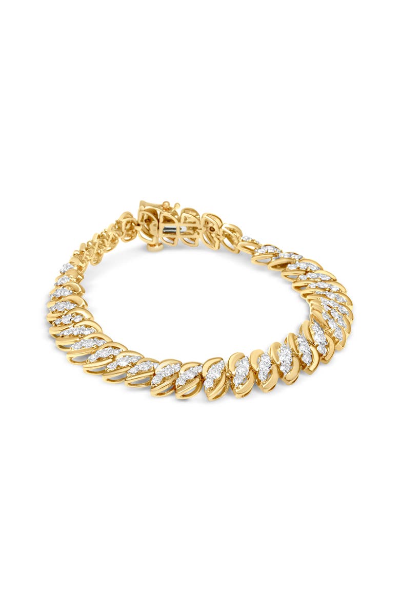 10K Yellow Gold 5.0 Cttw Diamond Double Row S-Link Cuban Bracelet, Main, color, Yellow