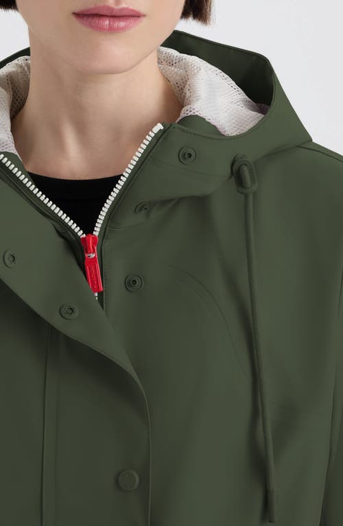 Hunter Abbey Short Rubberized Rain Jacket In Green