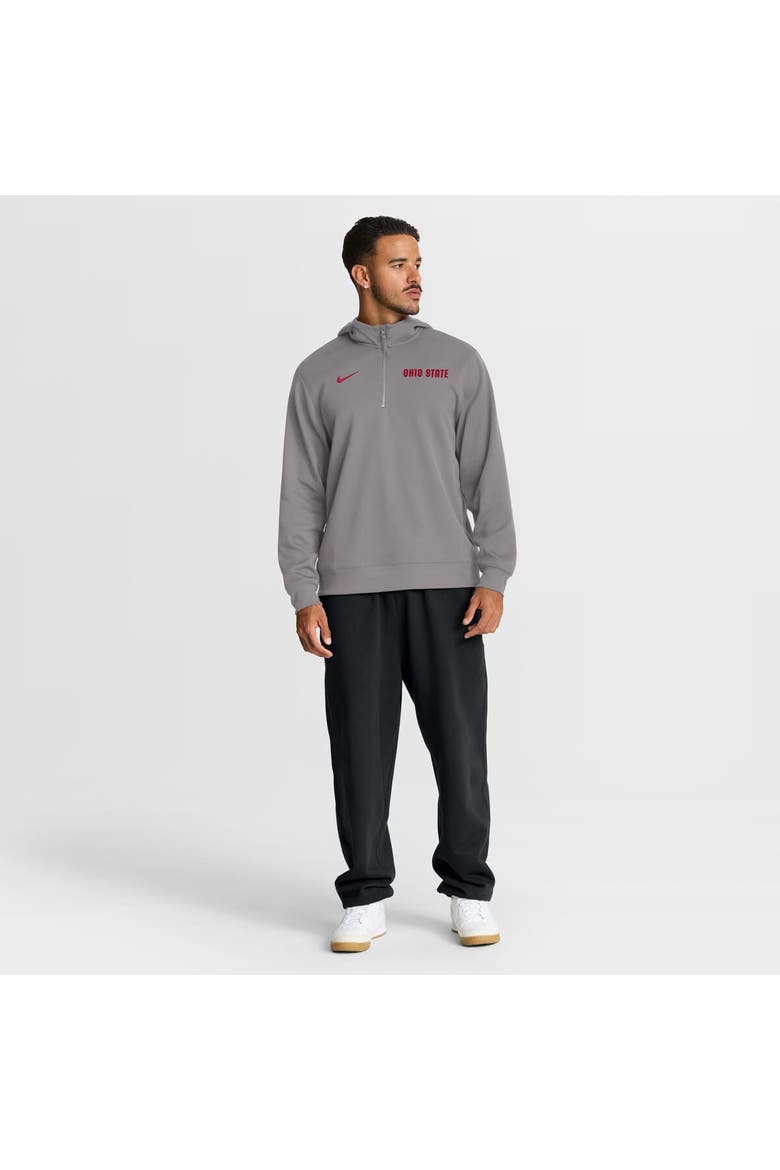 Men's Nike Gray Ohio State Buckeyes 2025 Coaches Premium Dri-FIT Quarter-Zip Hoodie, Alternate, color, Gray