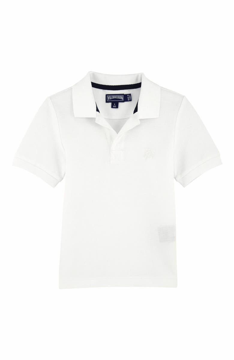 Vilebrequin Kids' Solid Cotton Polo, Main, color, Blanc