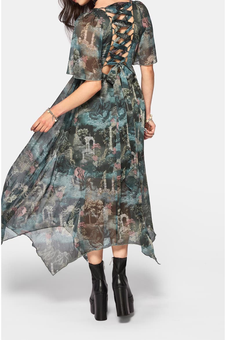 Thalassa Lace Up Midaxi Dress, Alternate, color, Blue