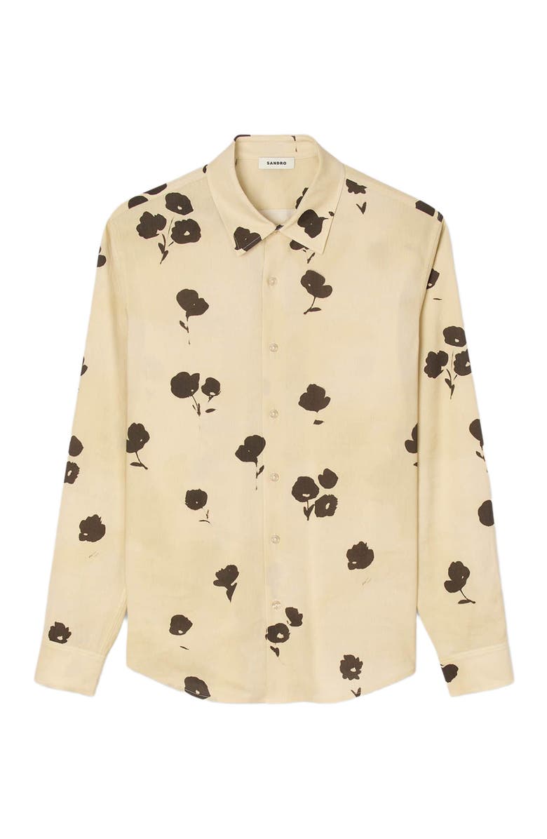 SANDRO Floral print linen shirt, Alternate, color,