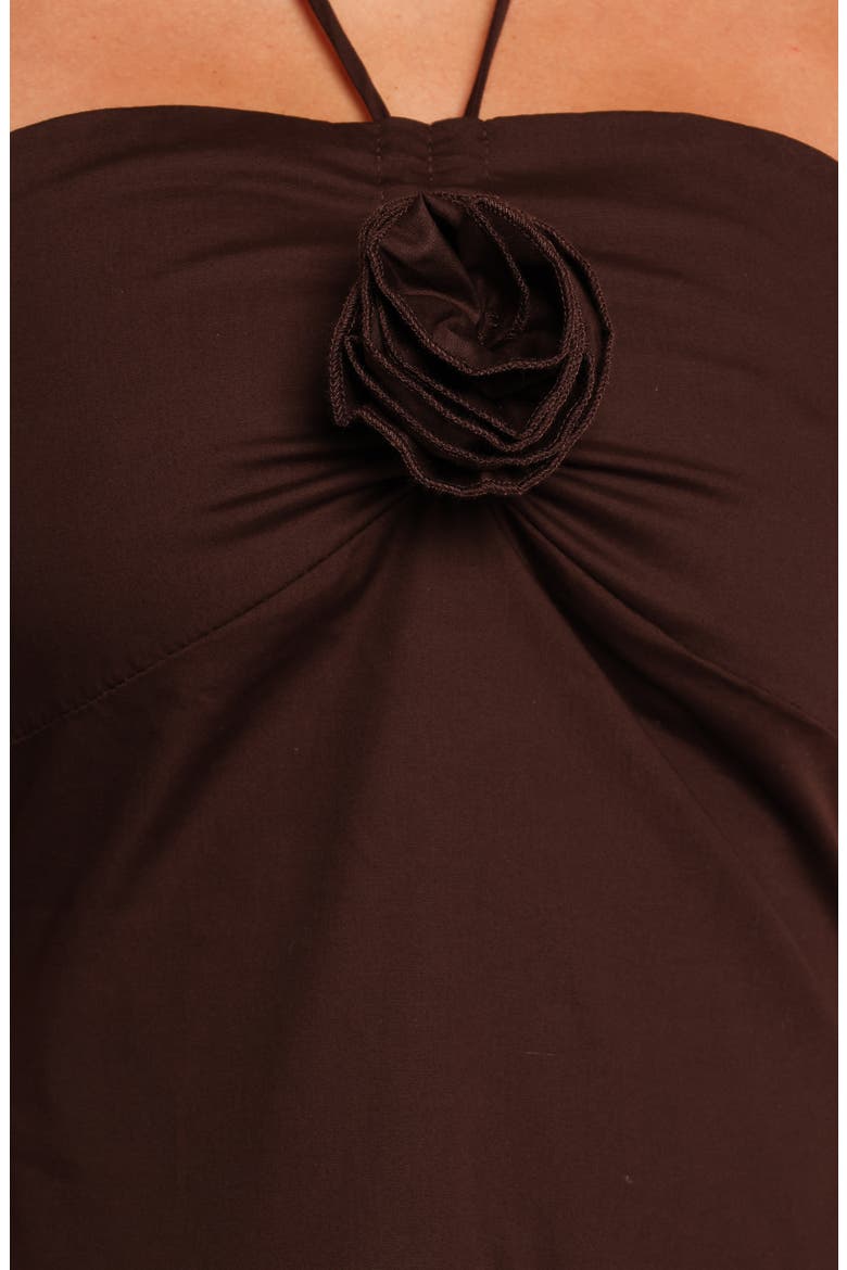Soleila Rosette Tiered Halter Maxi Dress, Alternate, color, CHOCOLATE