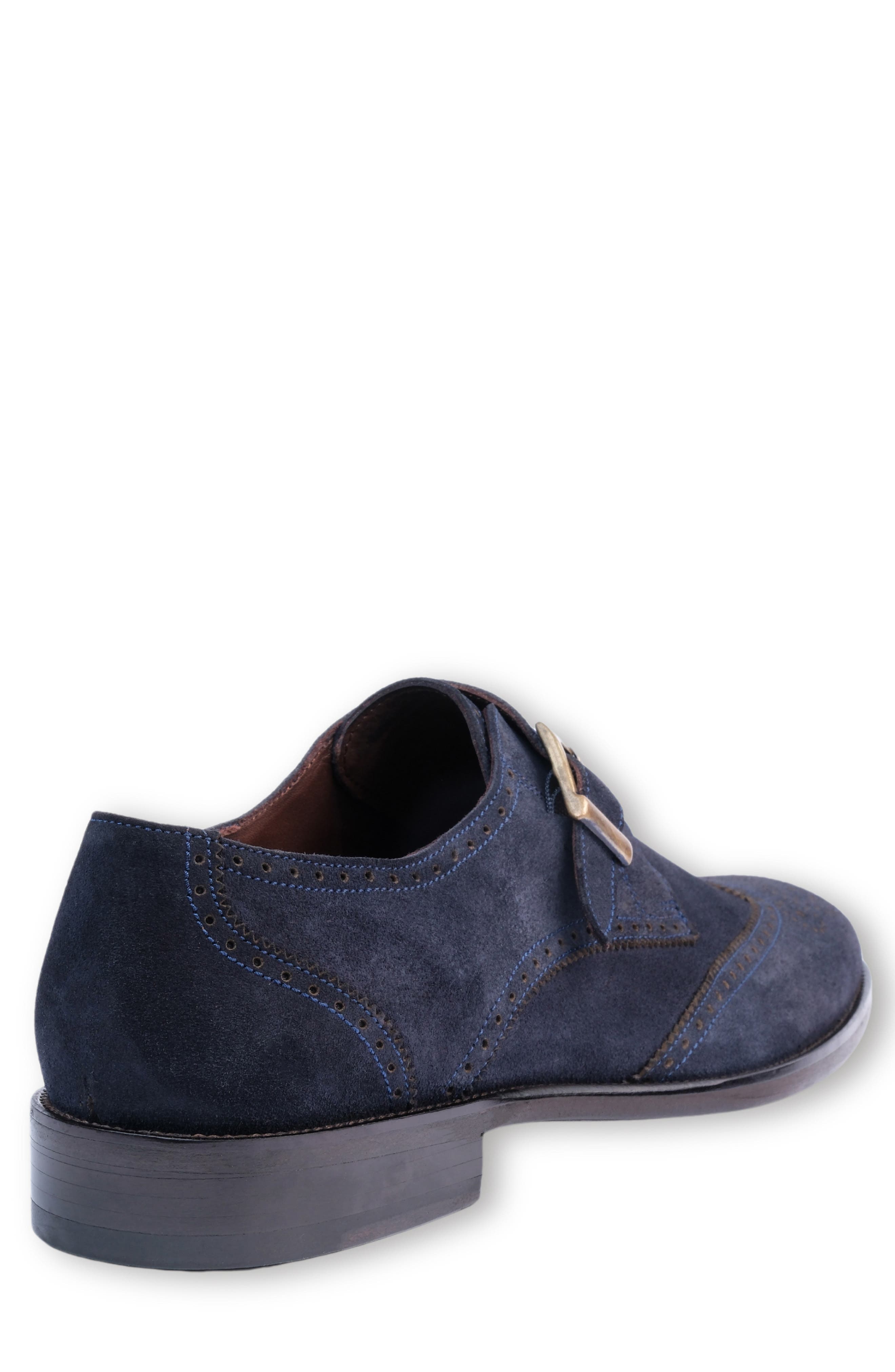 VELLAPAIS Dupone Brogue Monk Shoe, Alternate, color, Navy Blue