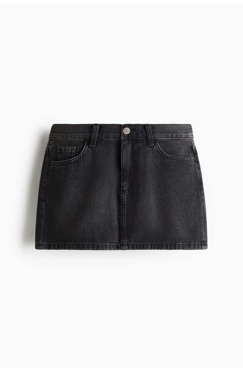 H&M Short Denim Skirt, Main, color, Washed Black