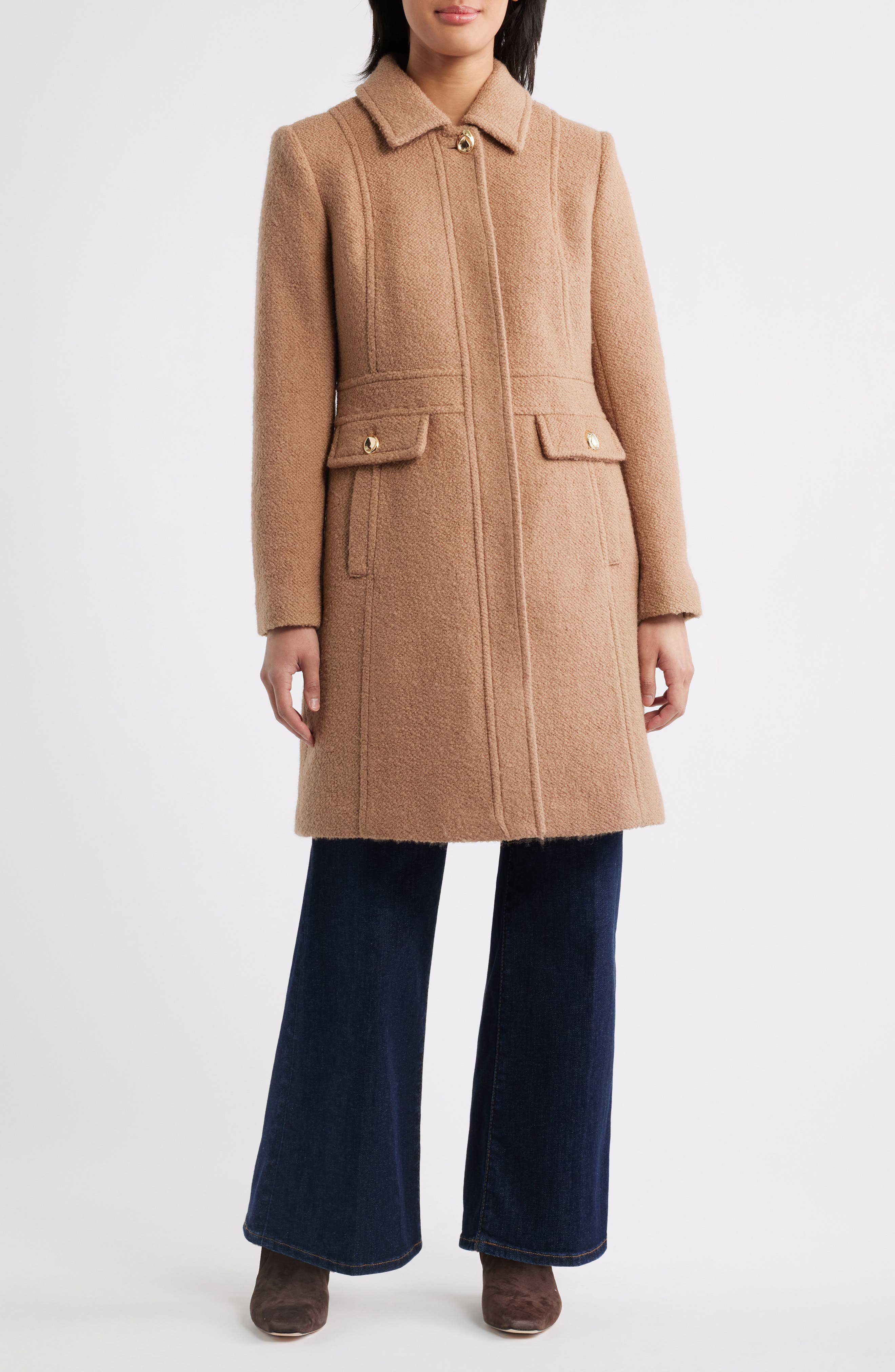 Женские куртки Sam Edelman Inset Waist Bouclé Coat — фото 4