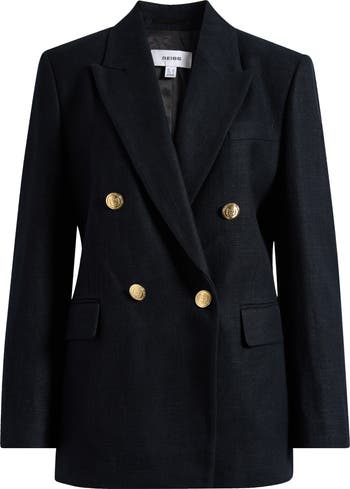 【海外限定】REISSブレザー☆Eden Oversized Double-Breasted Li Reiss Eden Double Breasted Oversized Linen Blend Blazer In