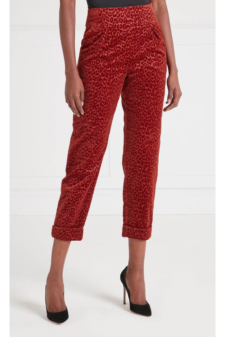Lynx Velvet Tapered Trouser, Main, color, Maple Tonal Leoard