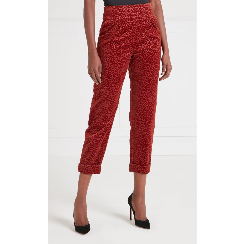 Temperley London Lynx Velvet Tapered Trouser In Red