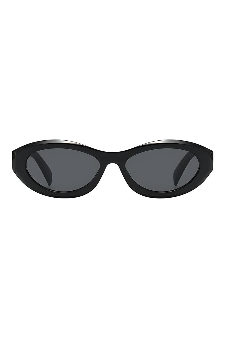 Leona 54mm Polarized Oval Sunglasses, Main, color, BLACK / BLACK