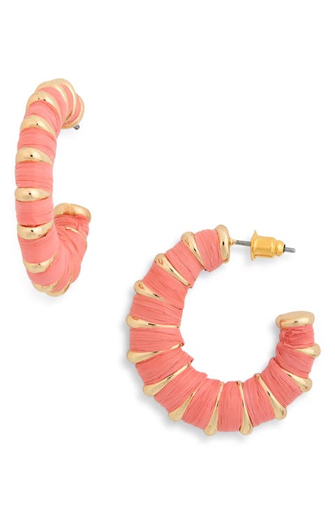 Raffia Wrapped Hoop Earrings