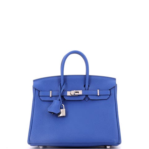 Birkin Handbag Blue Togo With Palladium Hardware 25