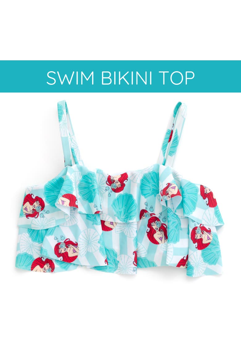 The Little Mermaid Princess Ariel Bathing Suit and Skirt Set, Alternate, color, Ariel Aqua Teal