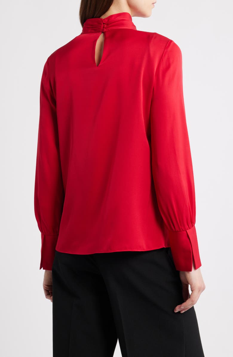Elie Tahari The Lola Stretch Silk Twist Front Top, Alternate, color, Red Love