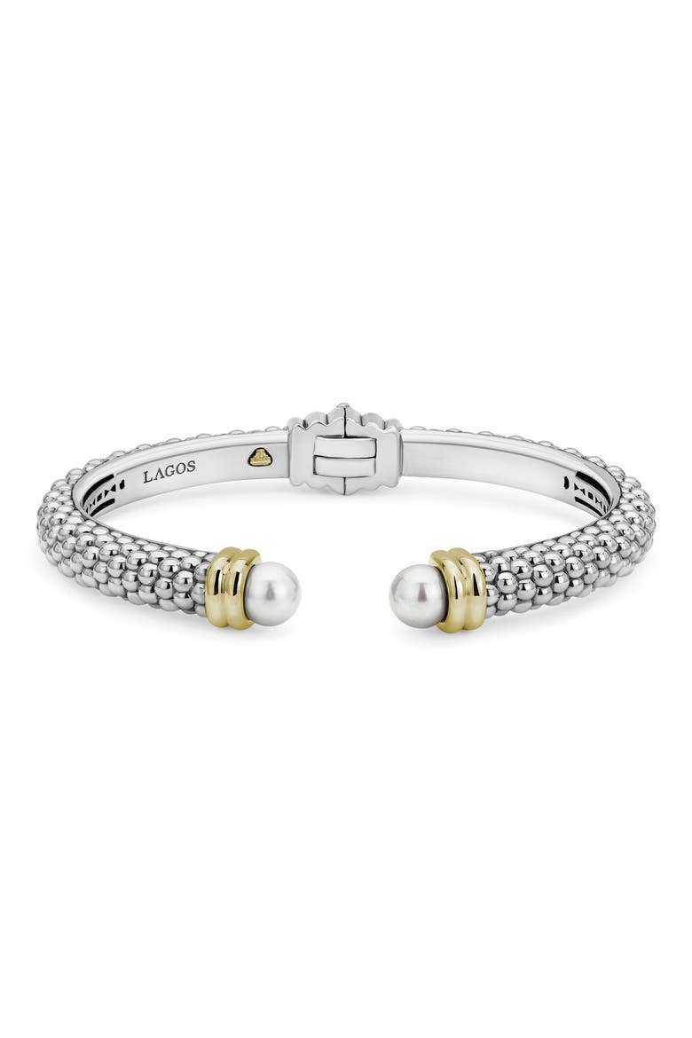 Luna Pearl Cuff Bracelet, Main, color, SILVER/ PEARL