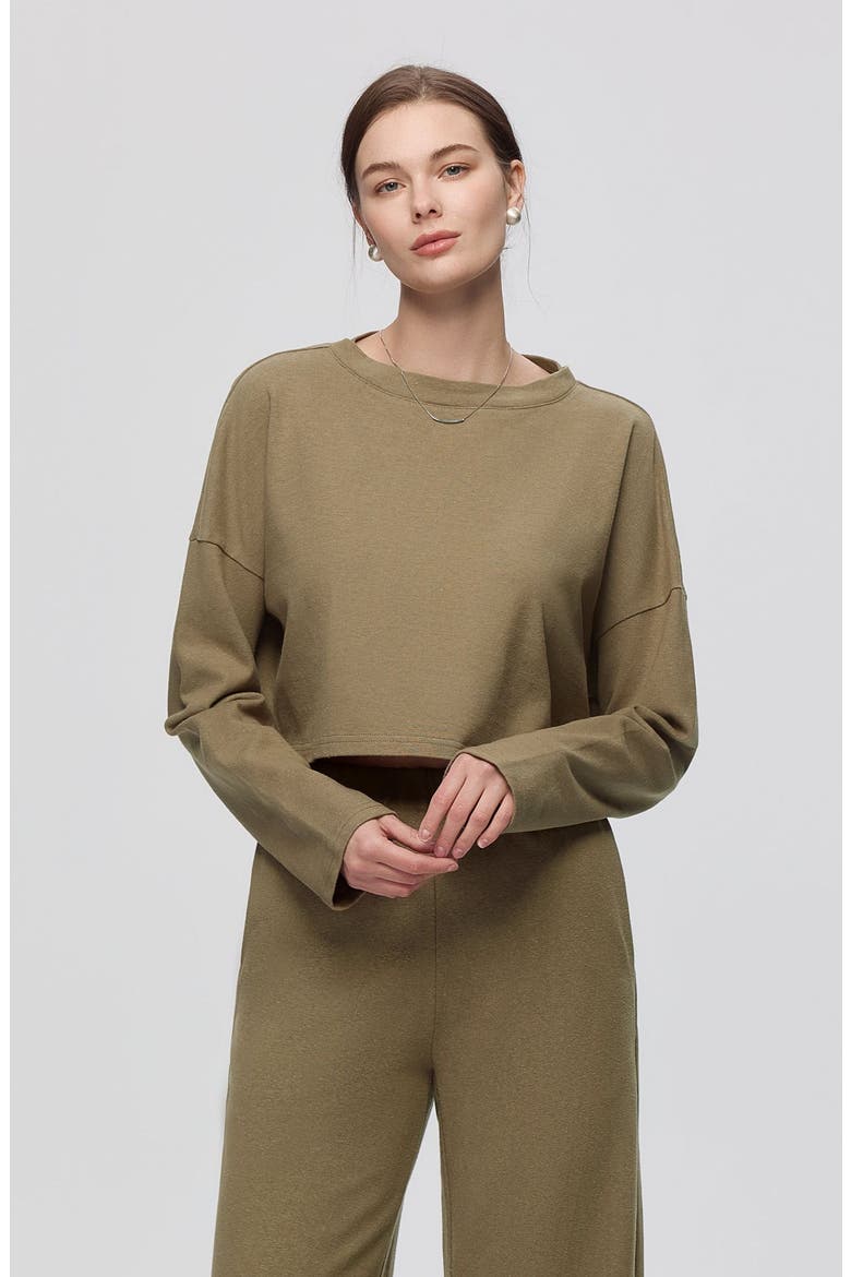 Aera Boxy Sweater, Alternate, color, olive