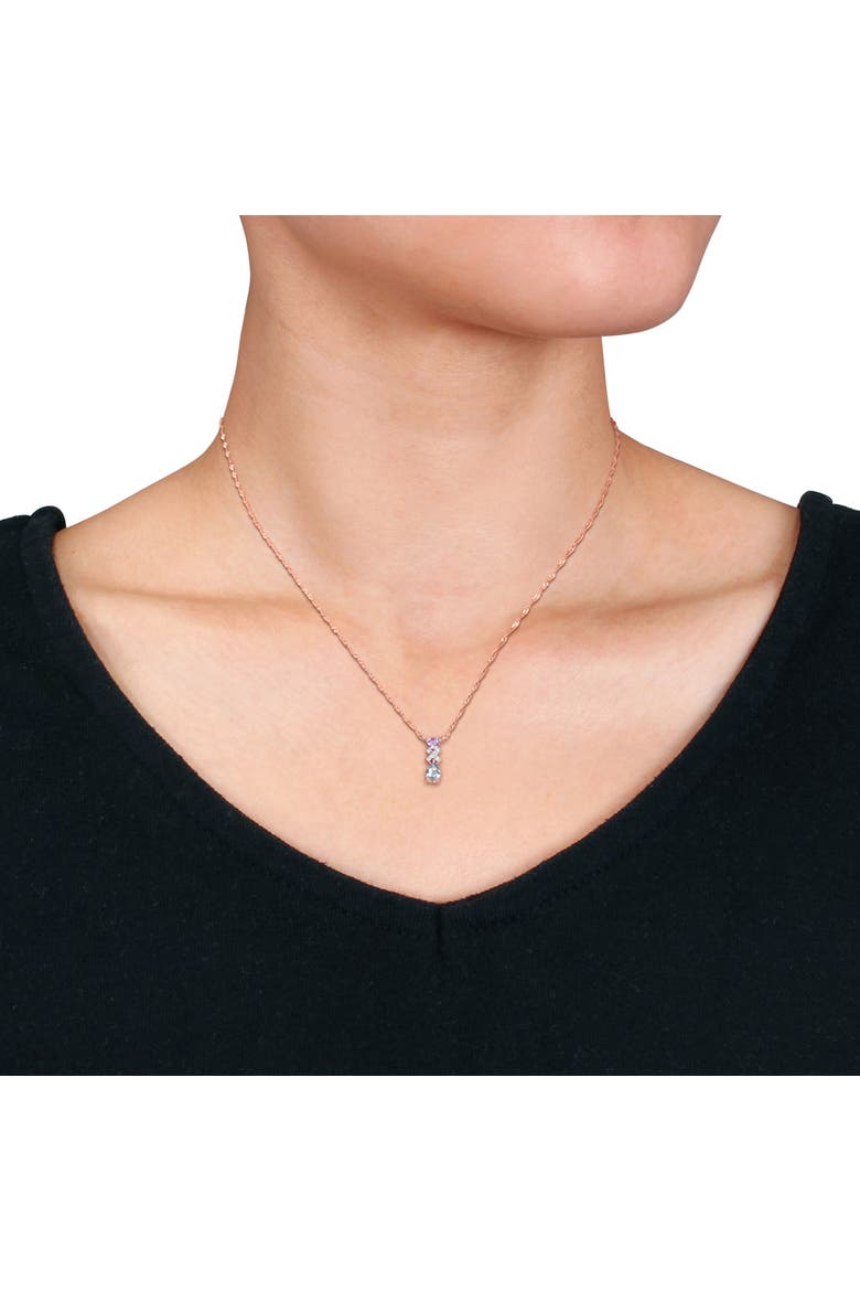 Sapphire & Diamond Drop Necklace 14k, Alternate, color, Rose Gold