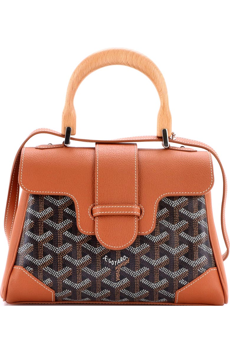 Pre-Owned Goyard Saigon Top Handle Bag Coated Canvas with Leather Mini, Main, color, Brown