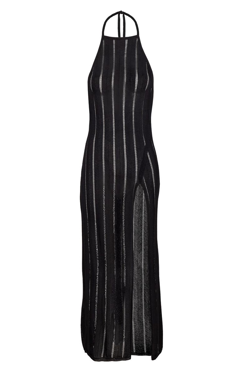 ViX Paula Hermanny Open Stitch Halter Cover-Up Dress, Alternate, color, Black