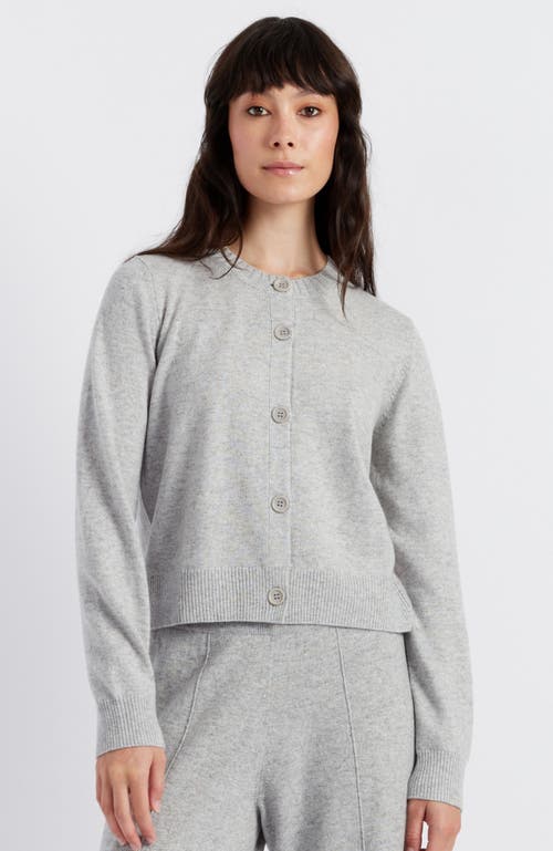 Chinti & Parker Wool Cashmere Blend Crew Neck Cropped Cardigan In Light Grey