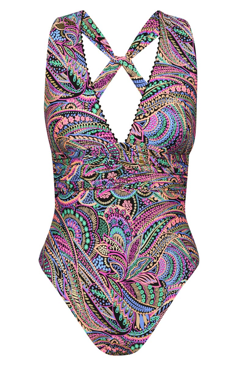 Sunshine 79 Disco Plunge One-Piece Swimsuit, Alternate, color, Purple Multi