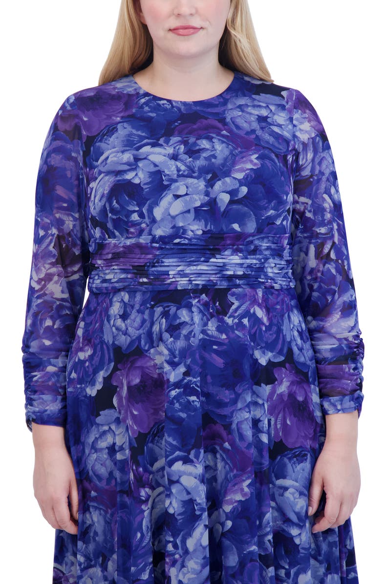 Eliza J Ruched Fit & Flare Dress, Alternate, color,