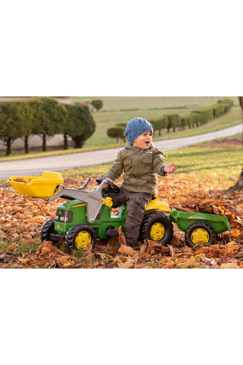 Kid Tractor w/Trailer, Alternate, color, Green/Yellow