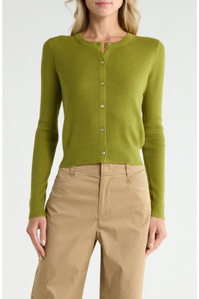 Wool Blend Ribbed Cardigan, Main, color, HERBARIA