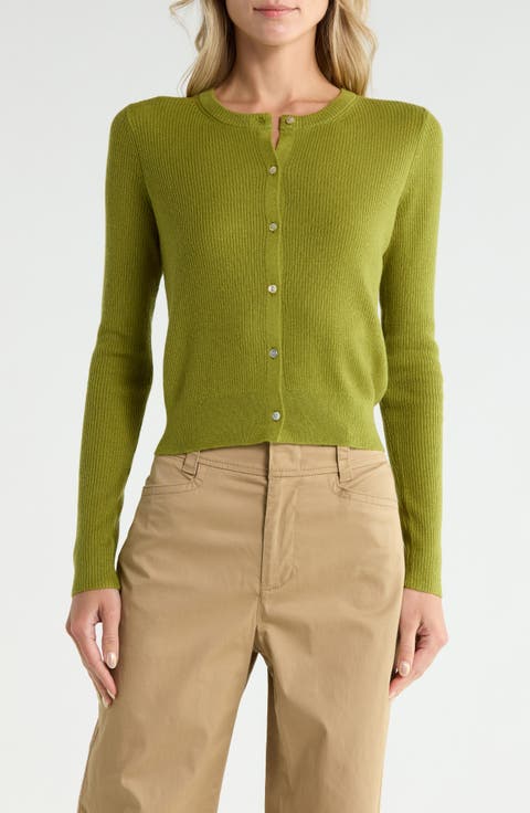 Wool Blend Ribbed Cardigan