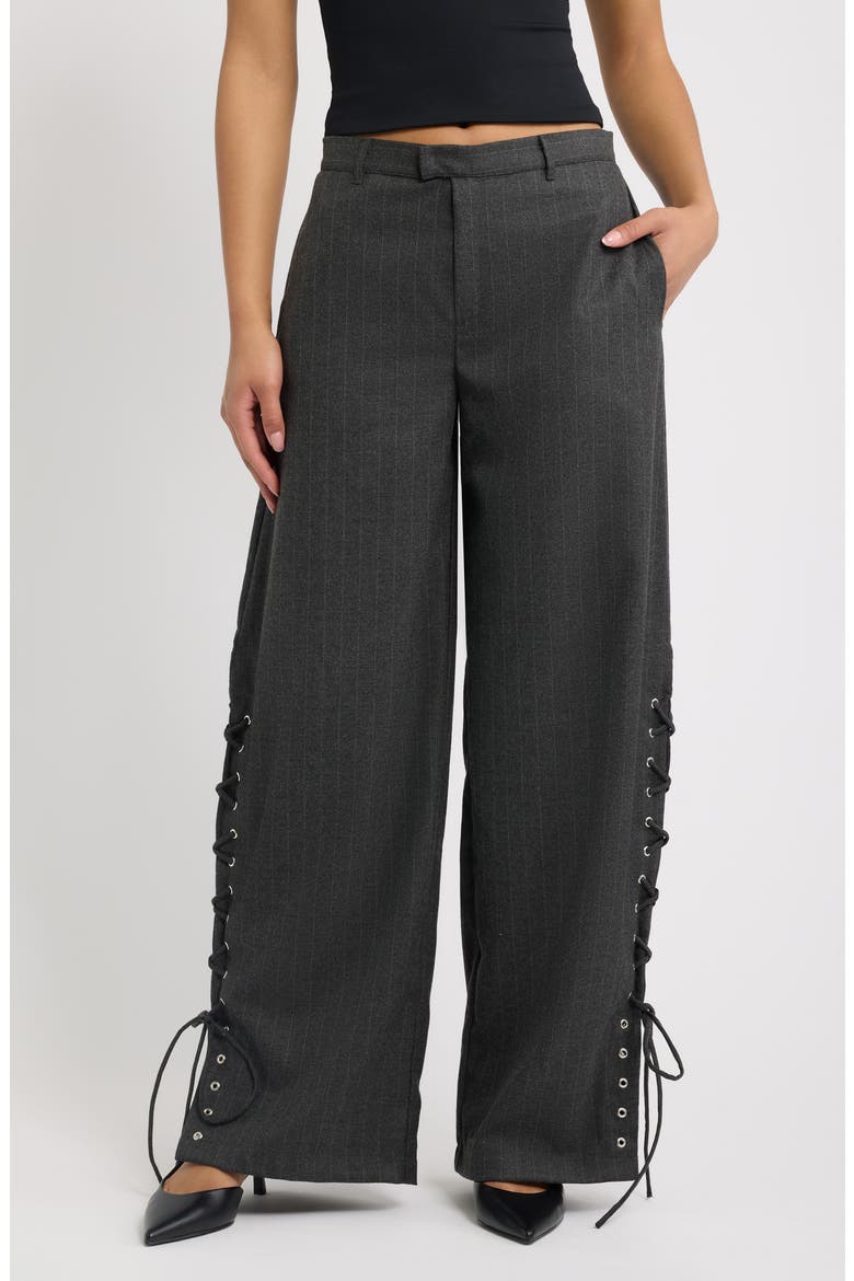 Delirio Lace-up Wide Leg Pants, Main, color, GRIS