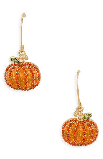 Leith Pumpkin Pavé Drop Earrings In Gold