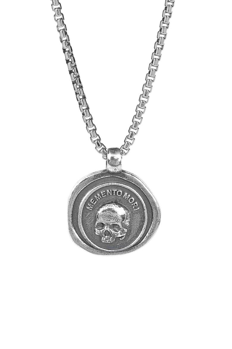 Men's Sterling Silver Memento Mori Medallion Necklace, Alternate, color, SILVER