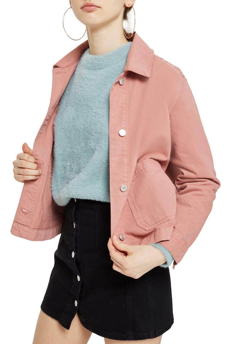 Denim Shacket, Main, color, ROSE