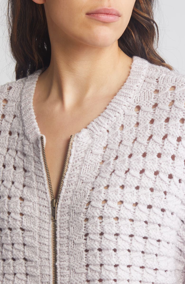 FRAME Open Stitch Front Zip Cardigan, Alternate, color, 