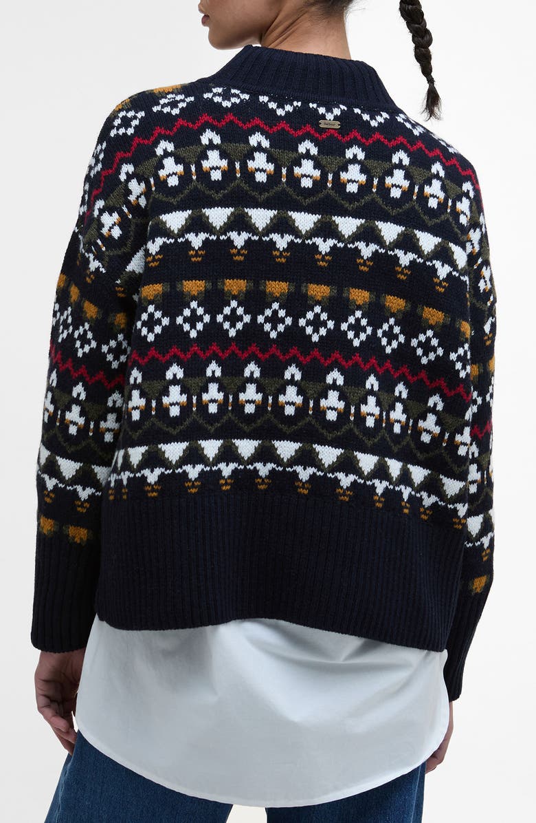 Barbour Larisa Fair Isle Wool & Cotton Blend Sweater, Alternate, color, Navy