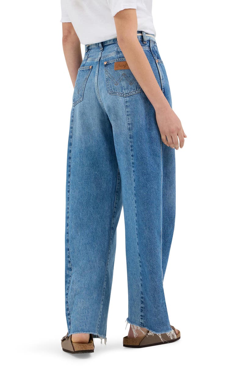 Wrangler Cowboy Frayed High Waist Barrel Jeans, Alternate, color, Together Again