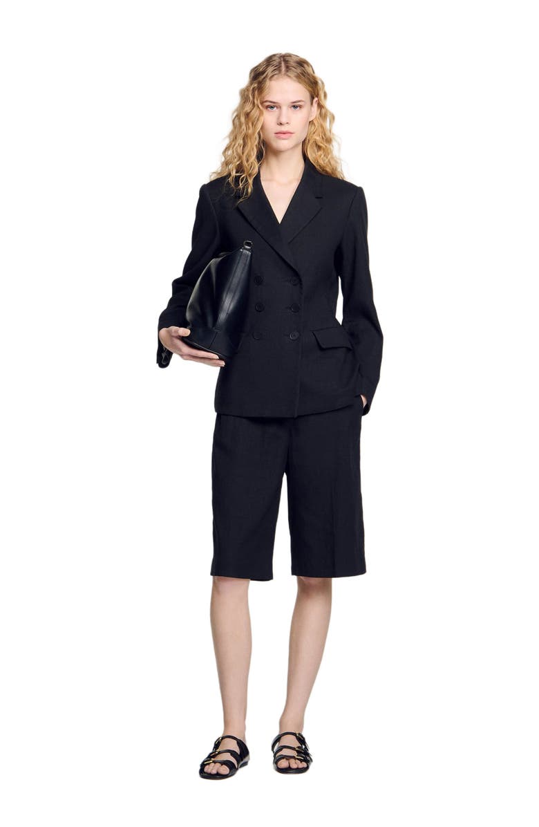 SANDRO Double-breasted suit jacket, Alternate, color, 