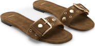 MANGO Studded Buckle Strap Slide Sandal