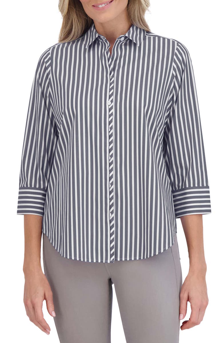 Foxcroft Charlie Stripe Button-Up Shirt, Main, color, 