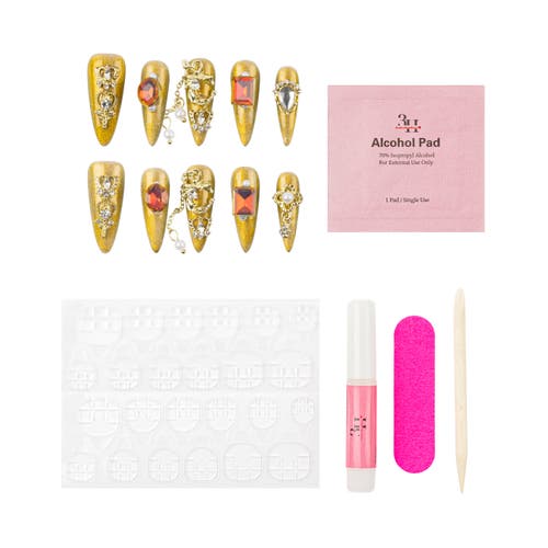 3h Nails Crown Jewels Handmade Gold Stiletto Press-on Nails
