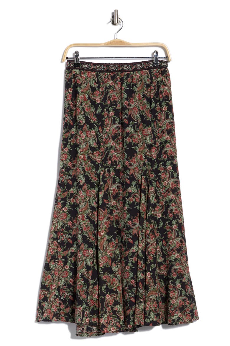 Georgette Godet Maxi Skirt, Alternate, color, BLACK MED PLUSH PAISLEYS