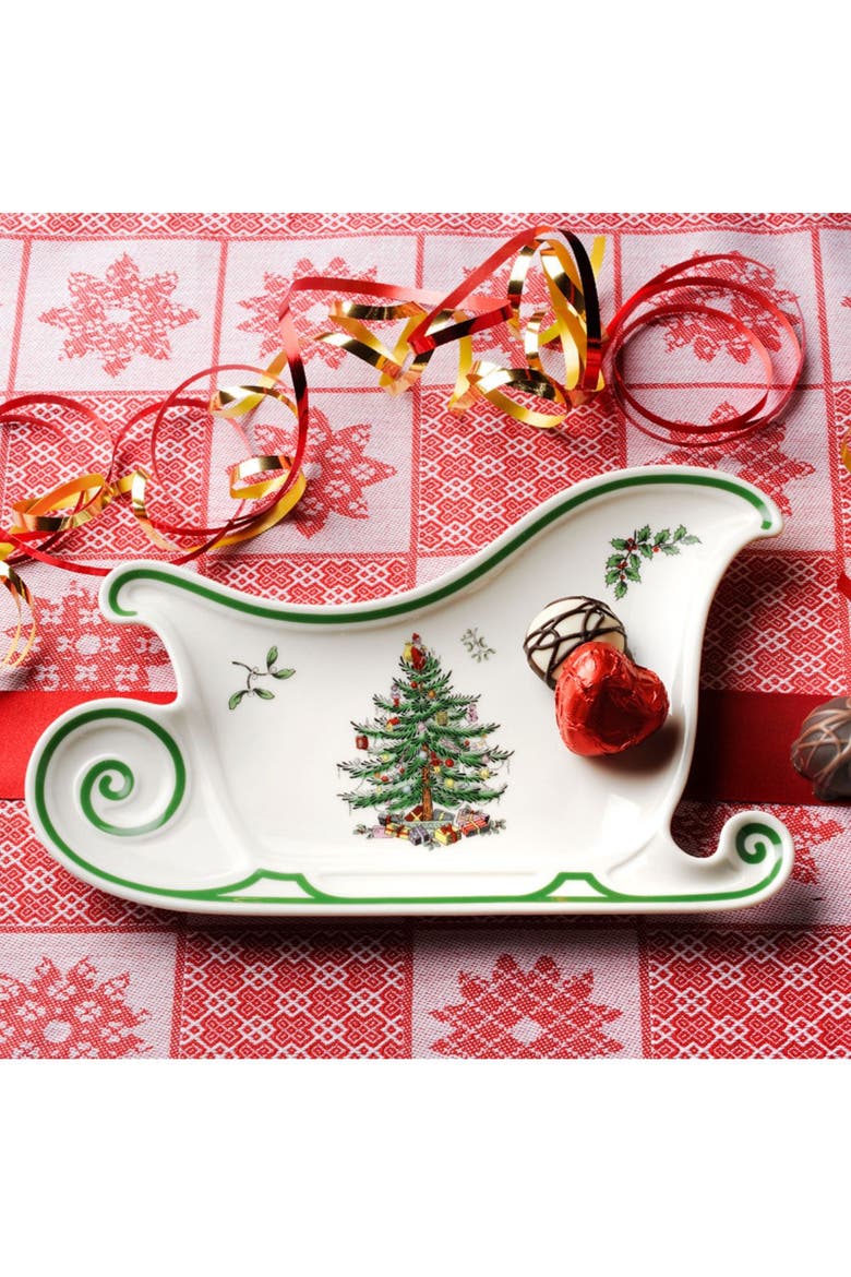 Christmas Tree Sleigh Platter, Alternate, color, 9"