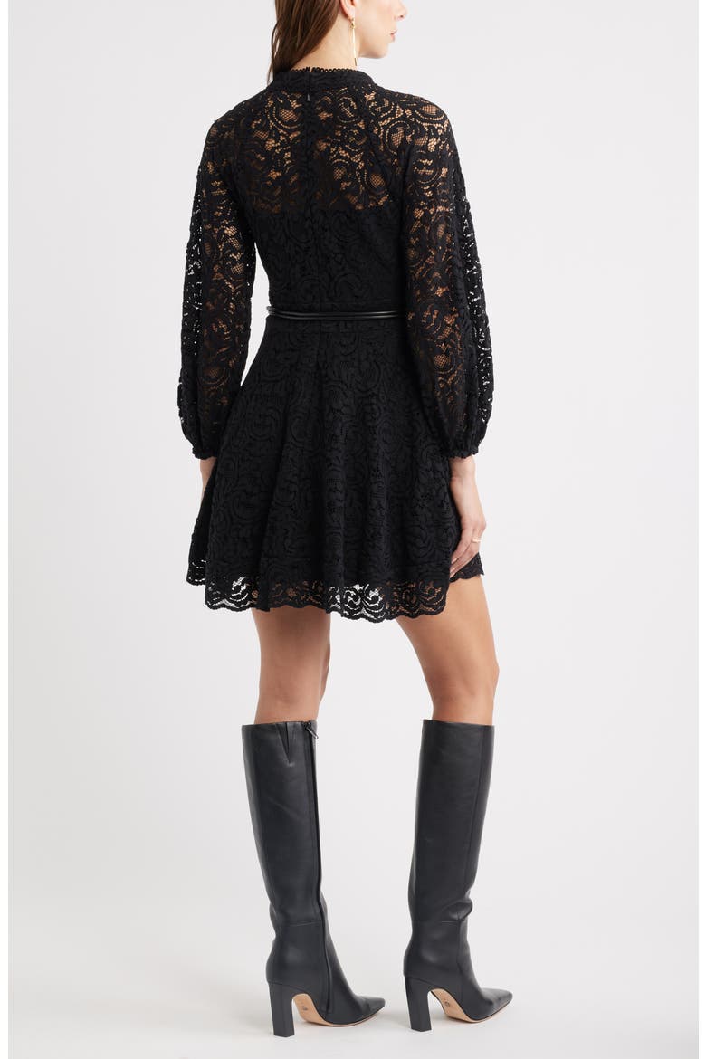Lace Long Sleeve Minidress, Alternate, color, BLACK