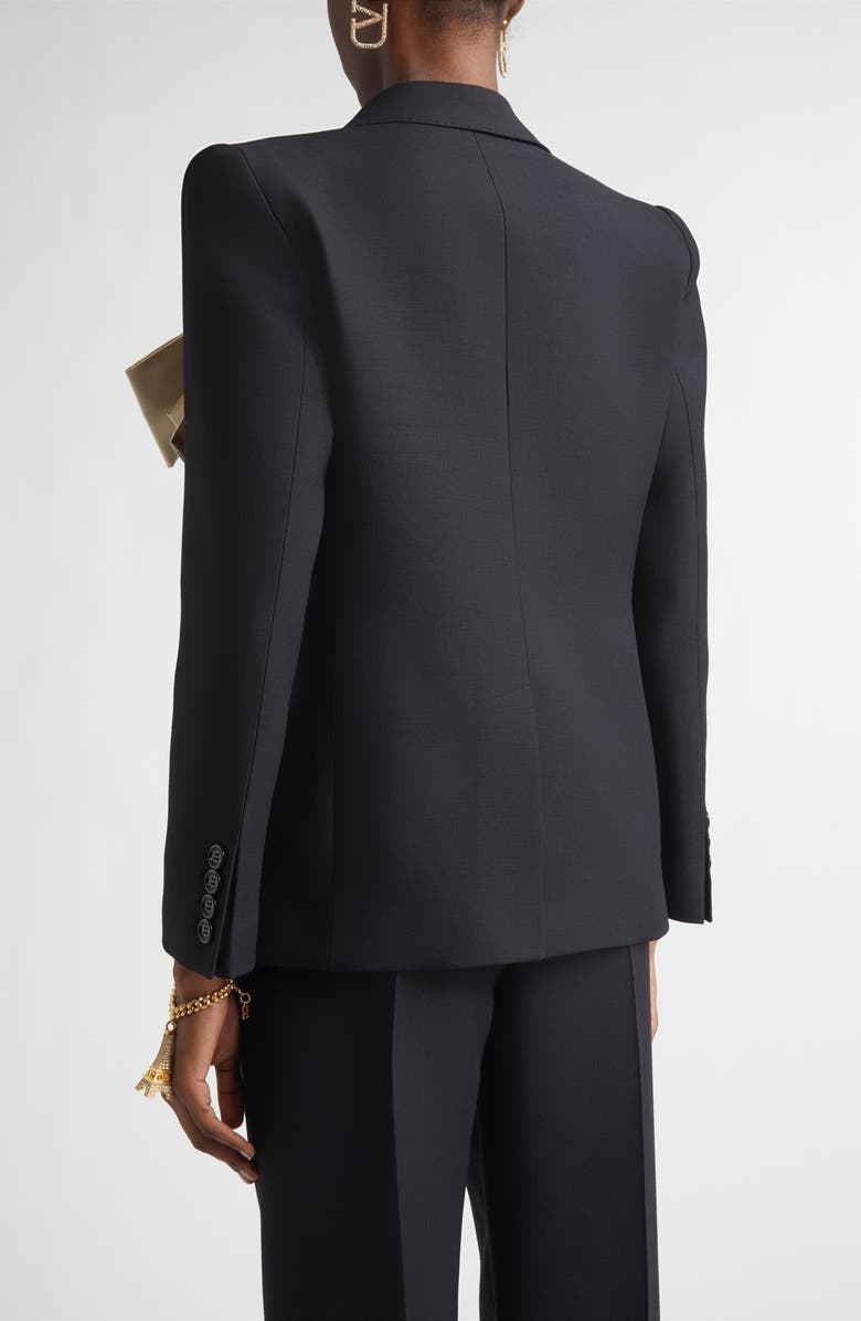 Valentino Double Duchesse Bow Detail Crepe Couture Jacket, Alternate, color, Black/ Ivory