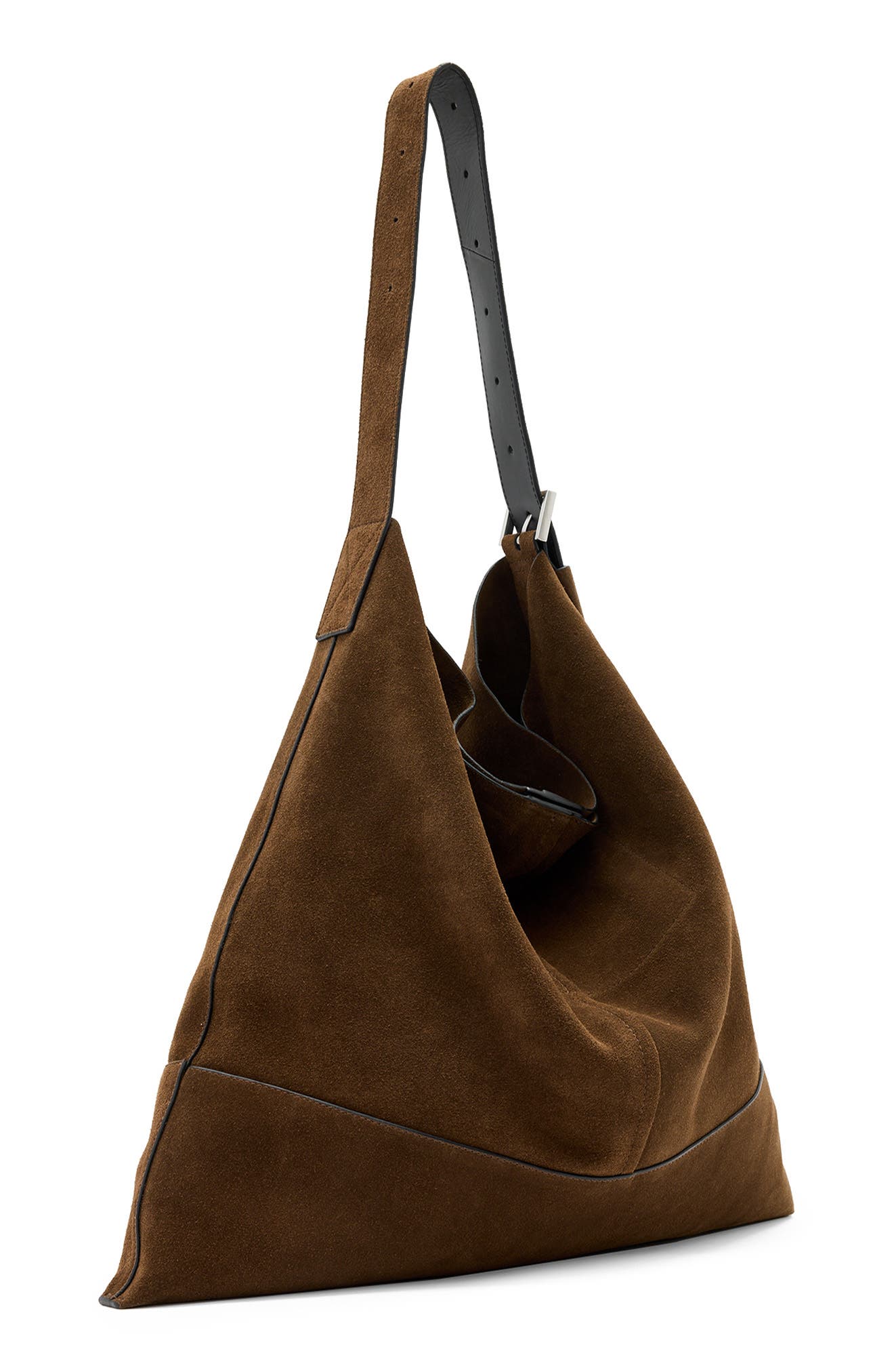 AllSaints Asha Suede Shoulder Bag, Alternate, color, Fango Brown