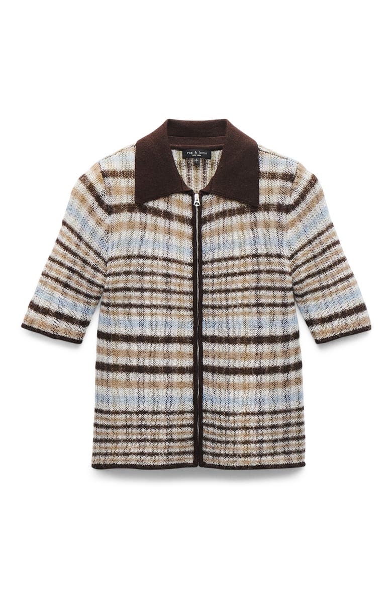 Leva Short Sleeve Zip Cardigan, Alternate, color, IVRMT