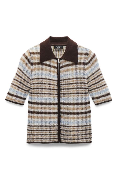 Rag & Bone Leva Short Sleeve Zip Cardigan In Multi