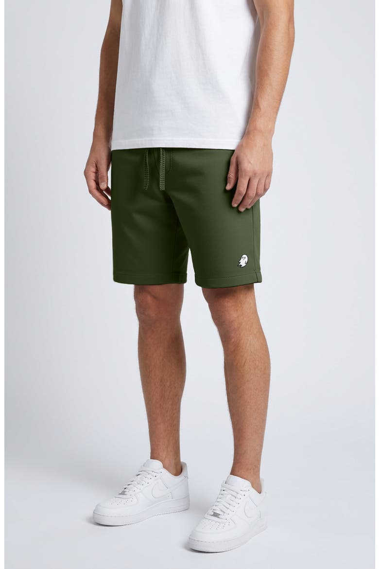Mens Ghost Relaxed Fleece Sweat Elastic Shorts, Alternate, color, Mil Green